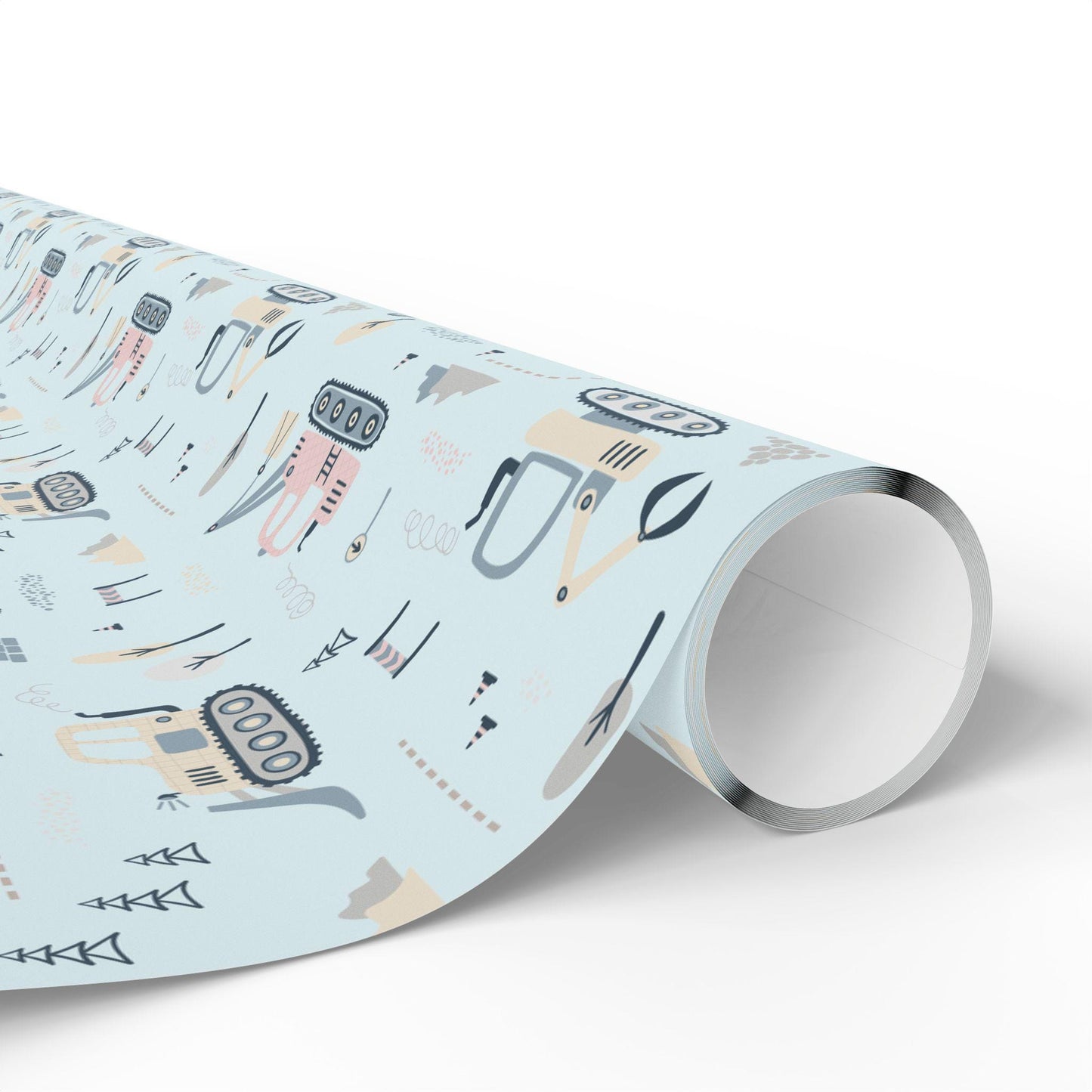 Baby Blue Construction Trucks Gift Wrap: Baby Shower Birthday Paper