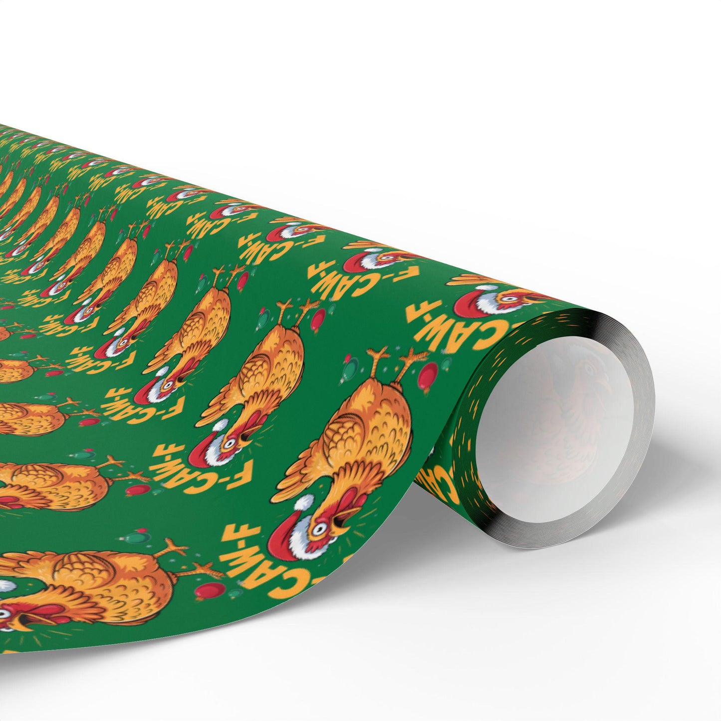 Funny F-Caw-F Chicken Christmas Wrapping Paper Holiday Gift Wrap Gag Gift Wrap Seasonal Gift Wrap