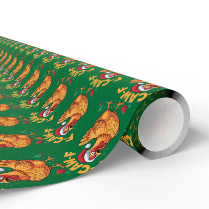 Funny F-Caw-F Chicken Christmas Wrapping Paper Holiday Gift Wrap Gag Gift Wrap Seasonal Gift Wrap