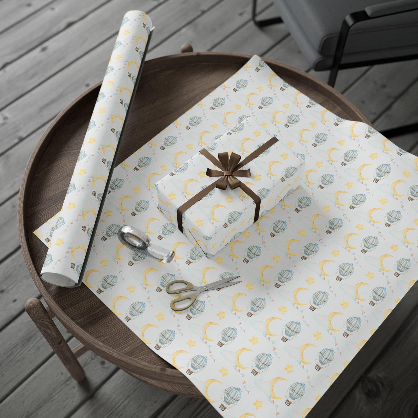 Hot Air Balloon Wrapping Paper: Whimsical Watercolor Gift Wrap