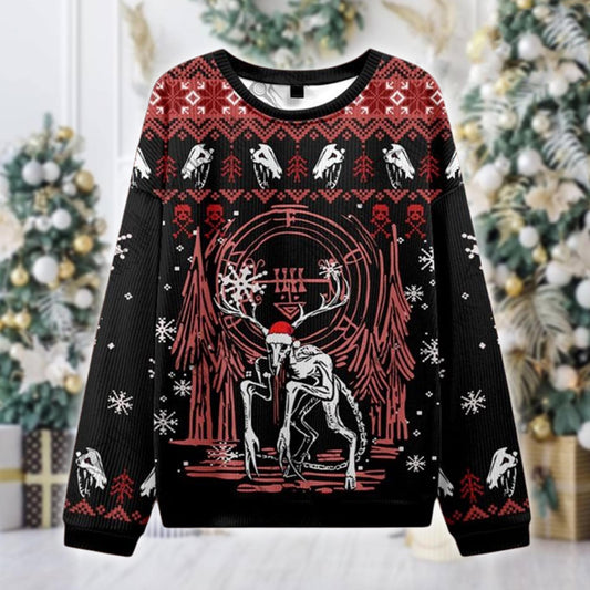 Wendigo Ugly Christmas Sweater, Creepy Forest Monster Xmas Jumper, Horror Holiday Sweatshirt, Scary Gothic Gift for Him Her