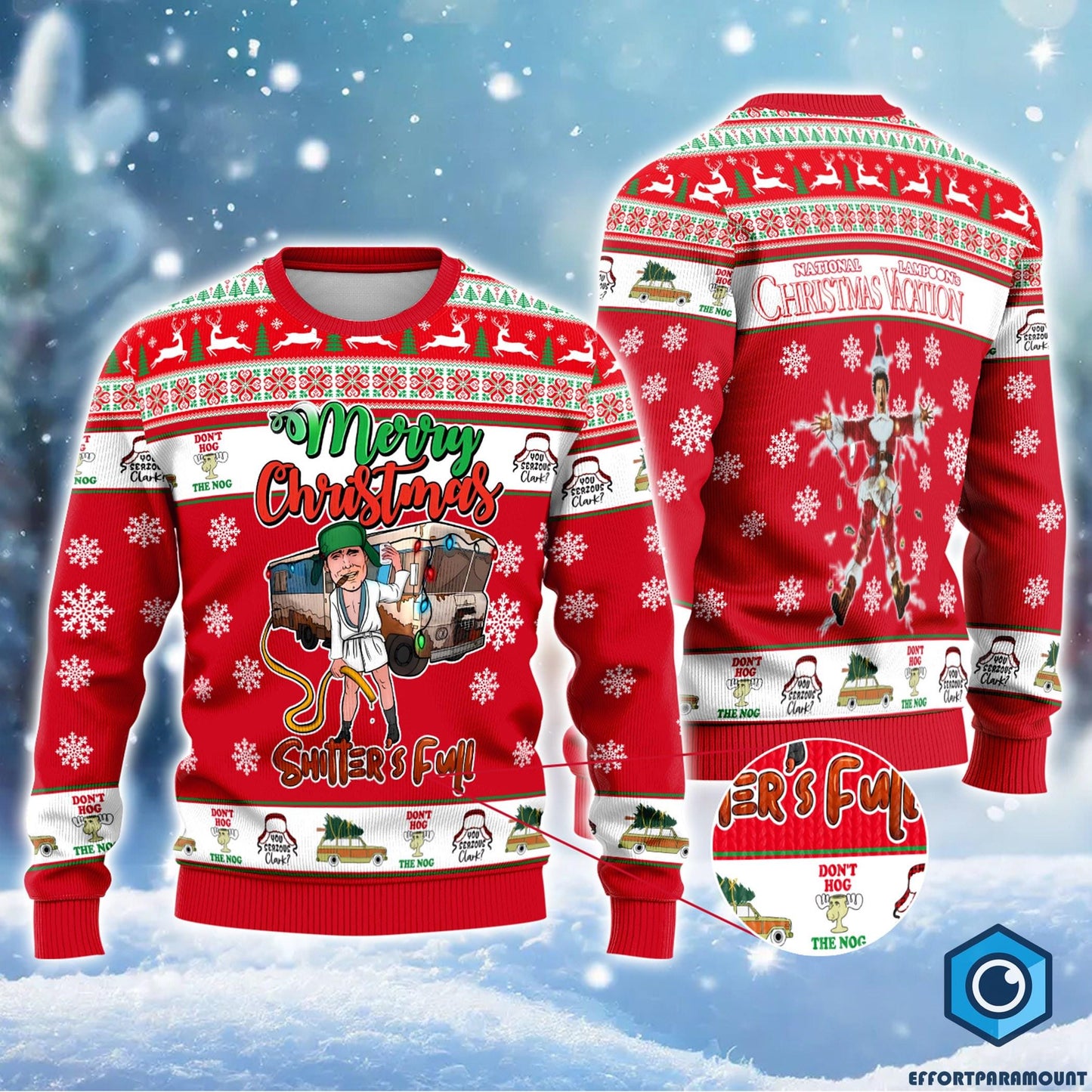 Cousin Eddie Merry Christmas Shitter's Full Sweater, National Lampoon's Christmas Vacation Ugly Christmas Sweater, Funny Christmas Movie