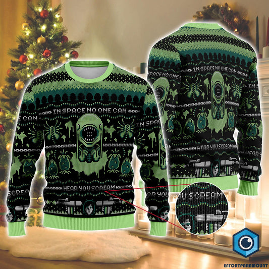 Alien Xenomorph Ugly Christmas Sweater, Sci-fi Movie Alien Christmas Sweatshirt, Gift for Fan, Christmas Gifts