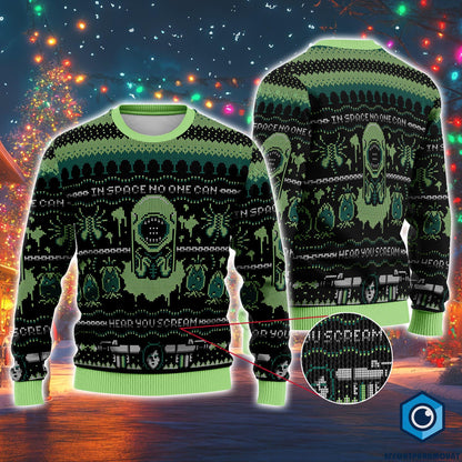 Alien Xenomorph Ugly Christmas Sweater, Sci-fi Movie Alien Christmas Sweatshirt, Gift for Fan, Christmas Gifts