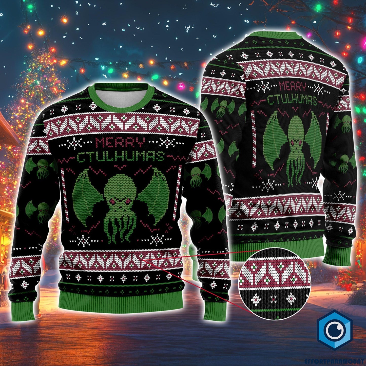 Funny Cthulhu Christmas Ugly Sweater, Merry Cthulhumas Holiday Sweater, Christmas Sweatshirt, Gift for Sci-Fi Lovers, Ugly Sweater Print