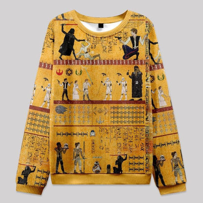 Dark Warrior Ancient Egypt Mural Ugly Sweater, Ancient Egypt Sweatshirt, Egyptian Mural Ugly Sweater, Pharaoh Warrior Knit Sweater