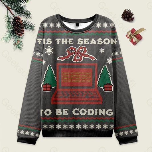 Tis The Season To Be Coding Christmas Ugly Sweater, Funny Programmer Xmas Sweatshirt, Computer Nerd Christmas Sweater