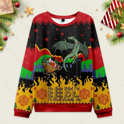 D20 Dungeons & Dragons Seven Dice A-Rolling Ugly Christmas Sweater, BG3 Ugly Christmas Sweatshirt, Xmas Holiday Ugly Sweater