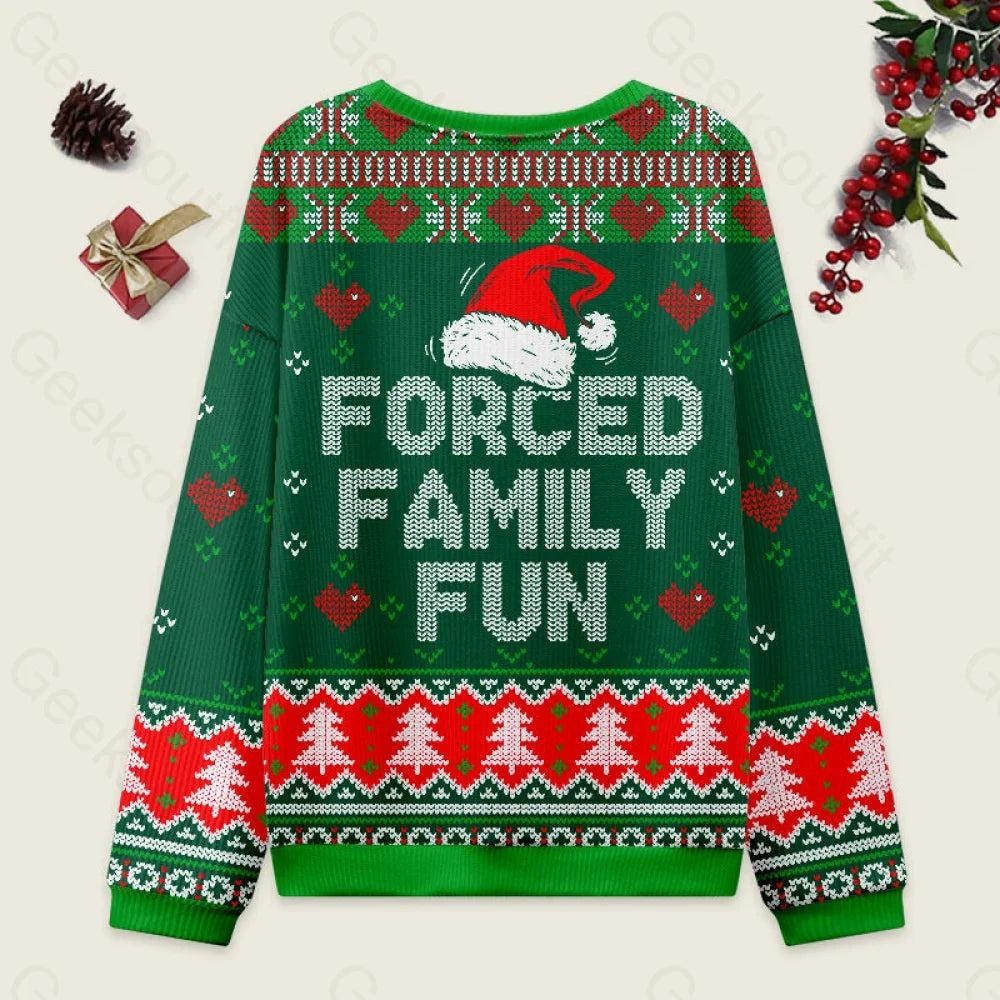 Forced Family Fun Christmas Ugly Sweater, Funny Santa Christmas Sweater, Sarcastic Christmas Ugly Sweater, Christmas Holiday Gift