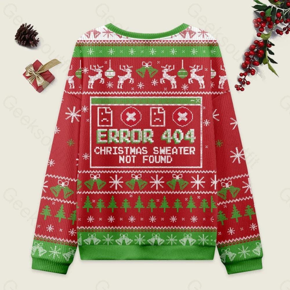 Error 404 Funny Xmas Not Found Ugly Christmas Sweater, Christmas Programmer Shirt, Computer Nerd Shirt, Ugly Christmas Sweater