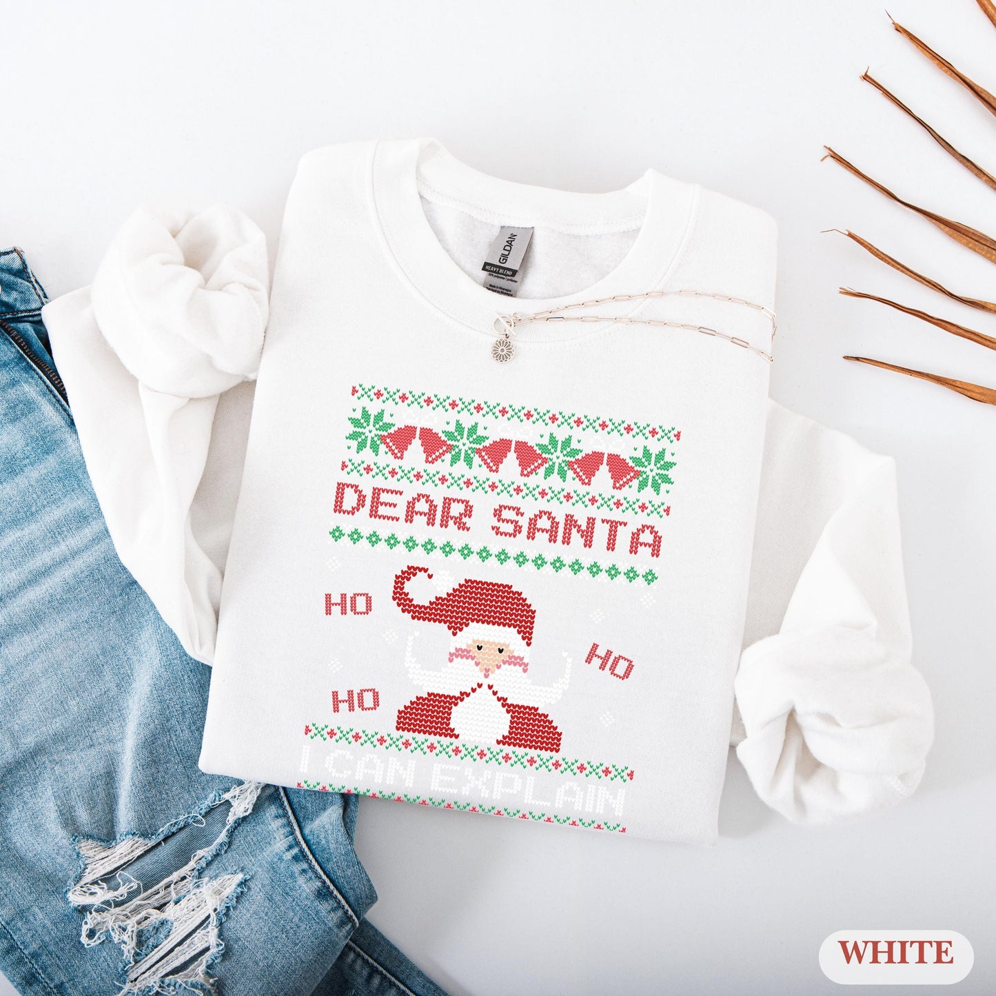 Dear Santa I Can Explain Sweatshirt | Funny Christmas Sweater | Ugly Christmas Party Shirt | Holiday Crewneck Gift | Naughty or Nice Sweater