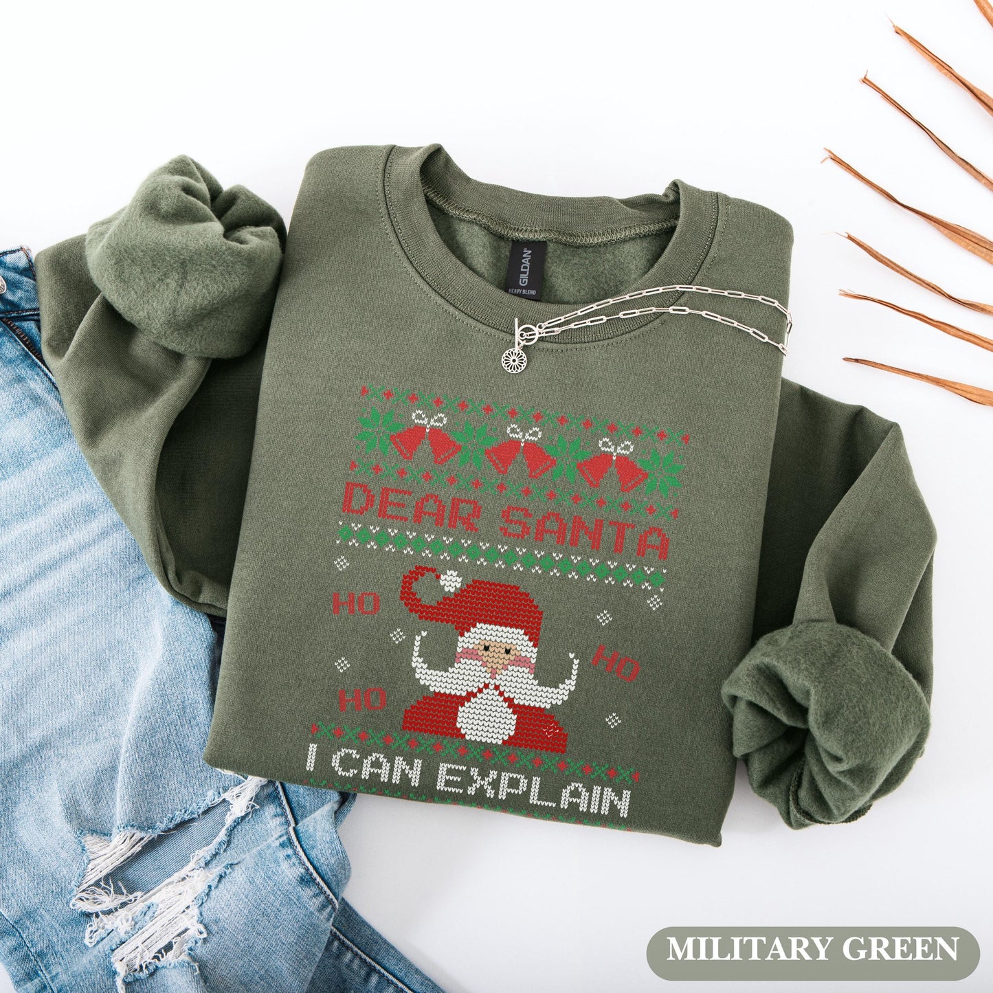 Dear Santa I Can Explain Sweatshirt | Funny Christmas Sweater | Ugly Christmas Party Shirt | Holiday Crewneck Gift | Naughty or Nice Sweater