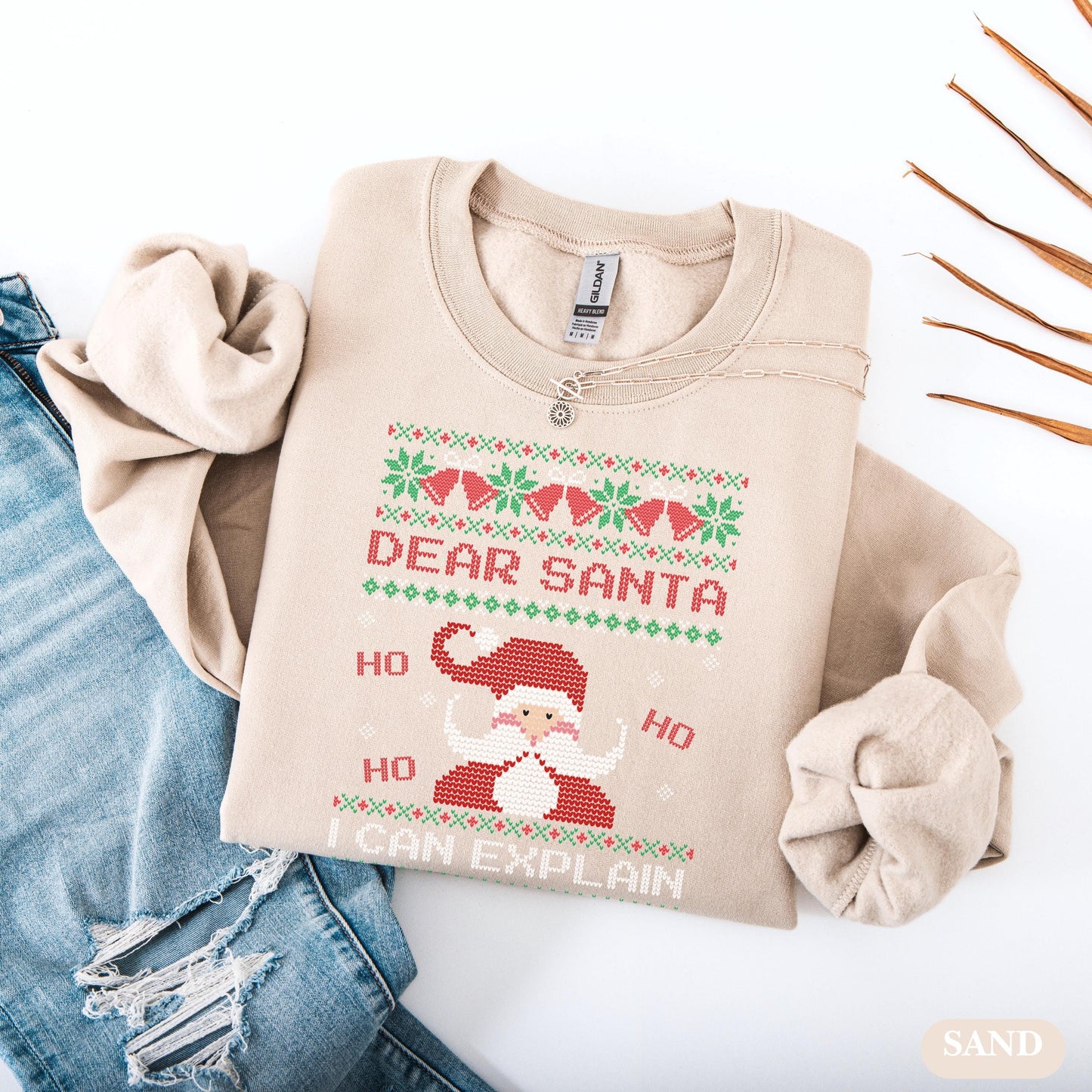 Dear Santa I Can Explain Sweatshirt | Funny Christmas Sweater | Ugly Christmas Party Shirt | Holiday Crewneck Gift | Naughty or Nice Sweater