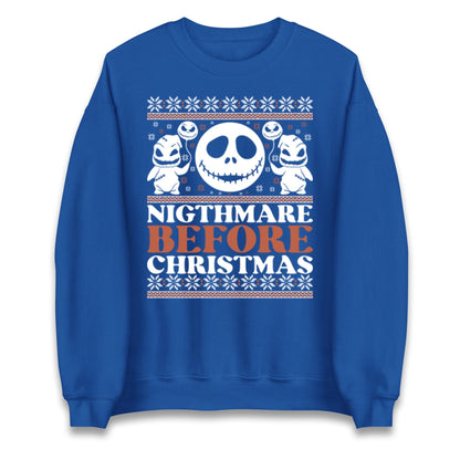 Nightmare Before Christmas Jumper, Halloween Xmas Tee, Jack Skellington Funny Holiday Top, Spooky Festive Gift Unisex Sweatshirt