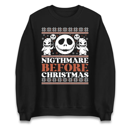 Nightmare Before Christmas Jumper, Halloween Xmas Tee, Jack Skellington Funny Holiday Top, Spooky Festive Gift Unisex Sweatshirt