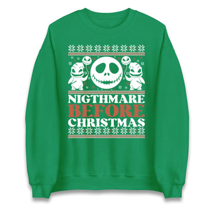 Nightmare Before Christmas Jumper, Halloween Xmas Tee, Jack Skellington Funny Holiday Top, Spooky Festive Gift Unisex Sweatshirt