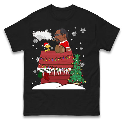 Snoop Dogg Christmas Jumper, Funny Santa Weed Tee, Cool Xmas Gift for Men Women, Snoopy Parody Holiday Sweatshirt, Hip Hop Festive Top