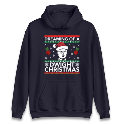 Dreaming Of A Dwight Christmas Jumper, Funny TV Show Xmas Hoodie, Office Holiday Party T Shirt, Festive Gift Sweatshirt