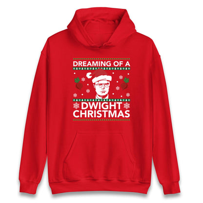 Dreaming Of A Dwight Christmas Jumper, Funny TV Show Xmas Hoodie, Office Holiday Party T Shirt, Festive Gift Sweatshirt