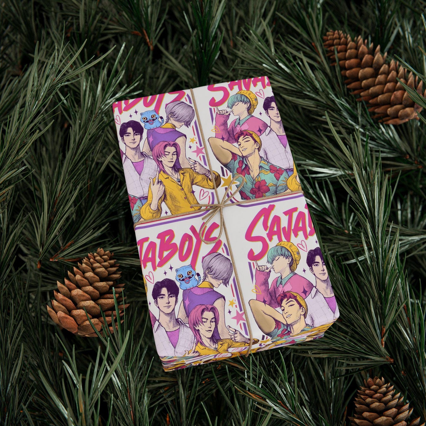 K-Pop Boy Group Wrapping Paper: Anime Style Gift Wrap