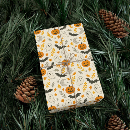 Gift Wrap Papers, Halloween Gift Wrap, Festive Wrapping Paper, Spooky Present Wrap, Cute Halloween Pattern, Gift Packaging