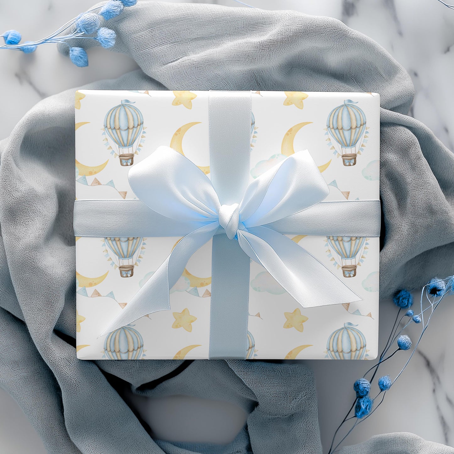 Hot Air Balloon Wrapping Paper: Whimsical Watercolor Gift Wrap