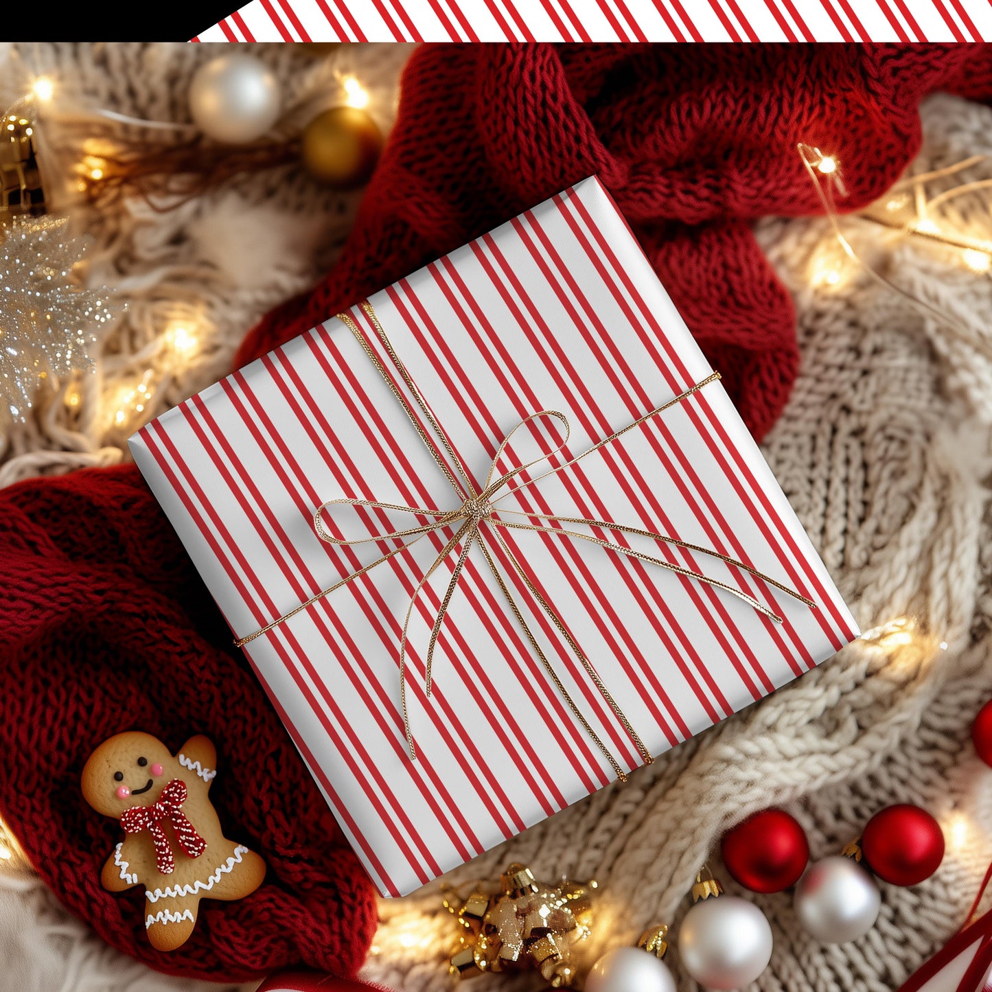 Ticking Stripe Papers, Christmas gift wrapping paper, holiday gift wrap, Xmas wrapping sheets, gift paper