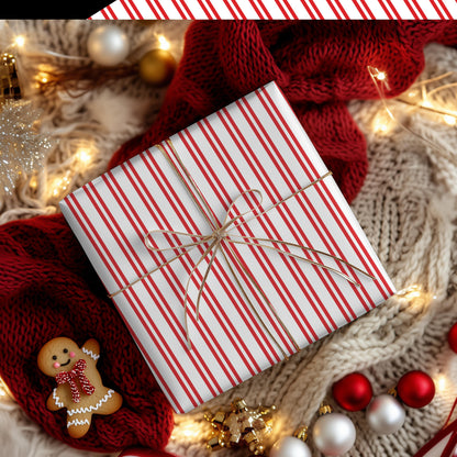 Ticking Stripe Papers, Christmas gift wrapping paper, holiday gift wrap, Xmas wrapping sheets, gift paper