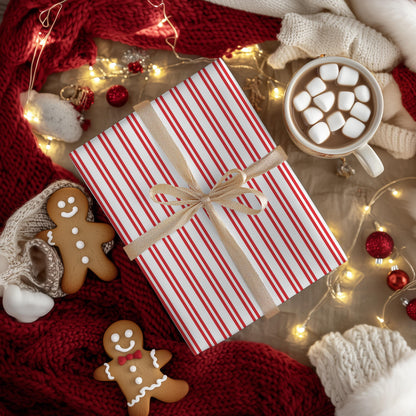 Ticking Stripe Papers, Christmas gift wrapping paper, holiday gift wrap, Xmas wrapping sheets, gift paper
