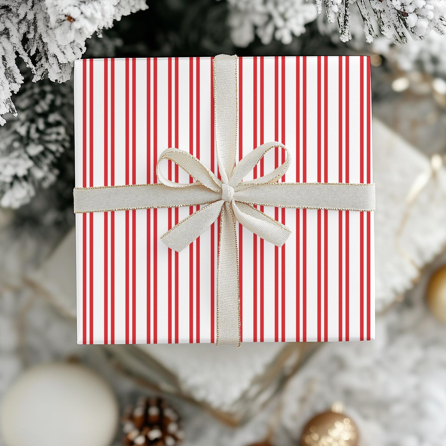 Ticking Stripe Papers, Christmas gift wrapping paper, holiday gift wrap, Xmas wrapping sheets, gift paper