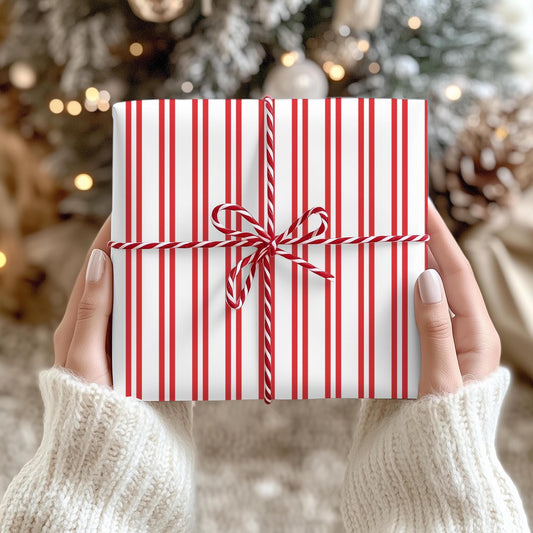 Ticking Stripe Papers, Christmas gift wrapping paper, holiday gift wrap, Xmas wrapping sheets, gift paper