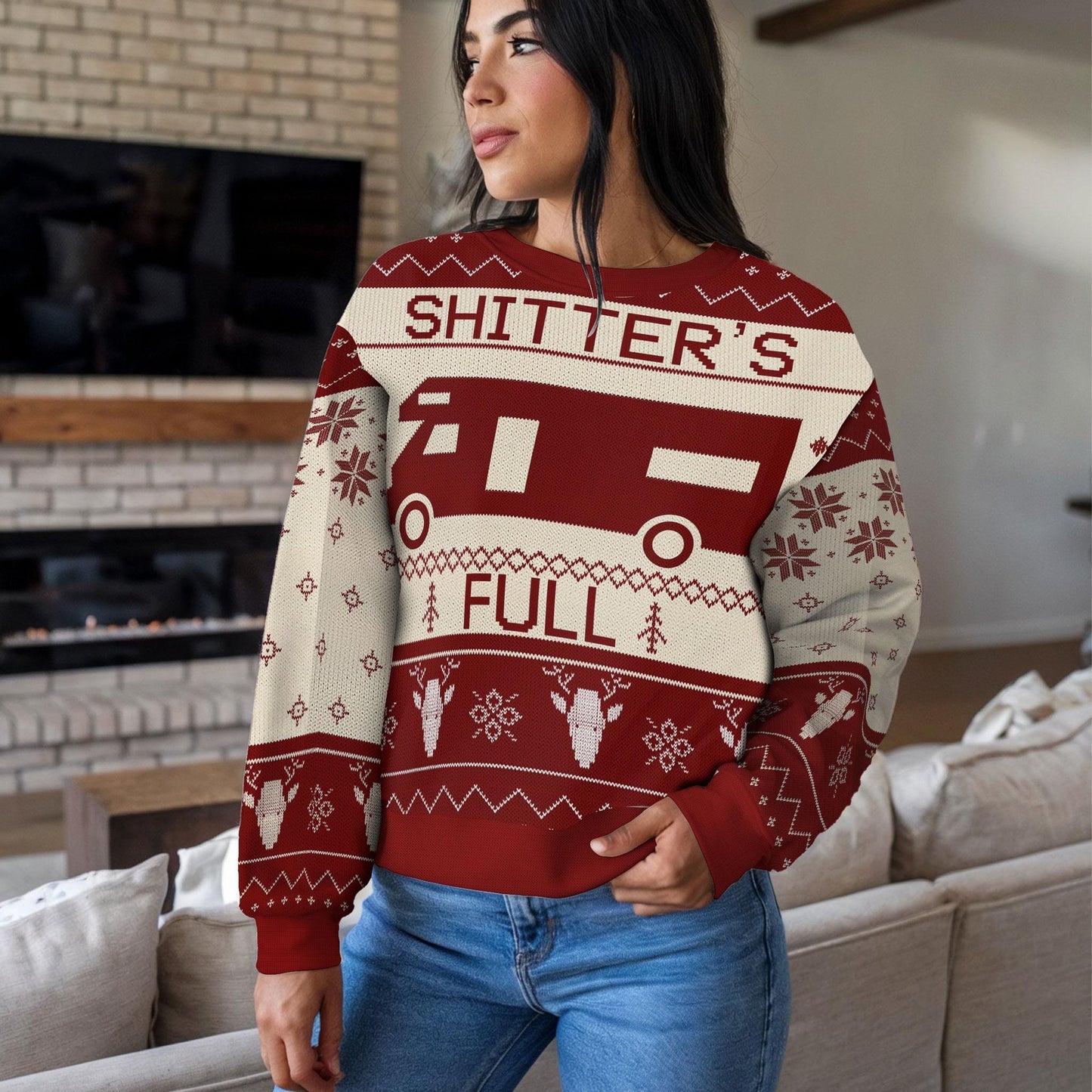 Funny Shitter’s Full Ugly Christmas Sweater, Holiday RV Movie Quote Ugly Xmas Sweatshirt for Men Women, Winter Party Gift Top