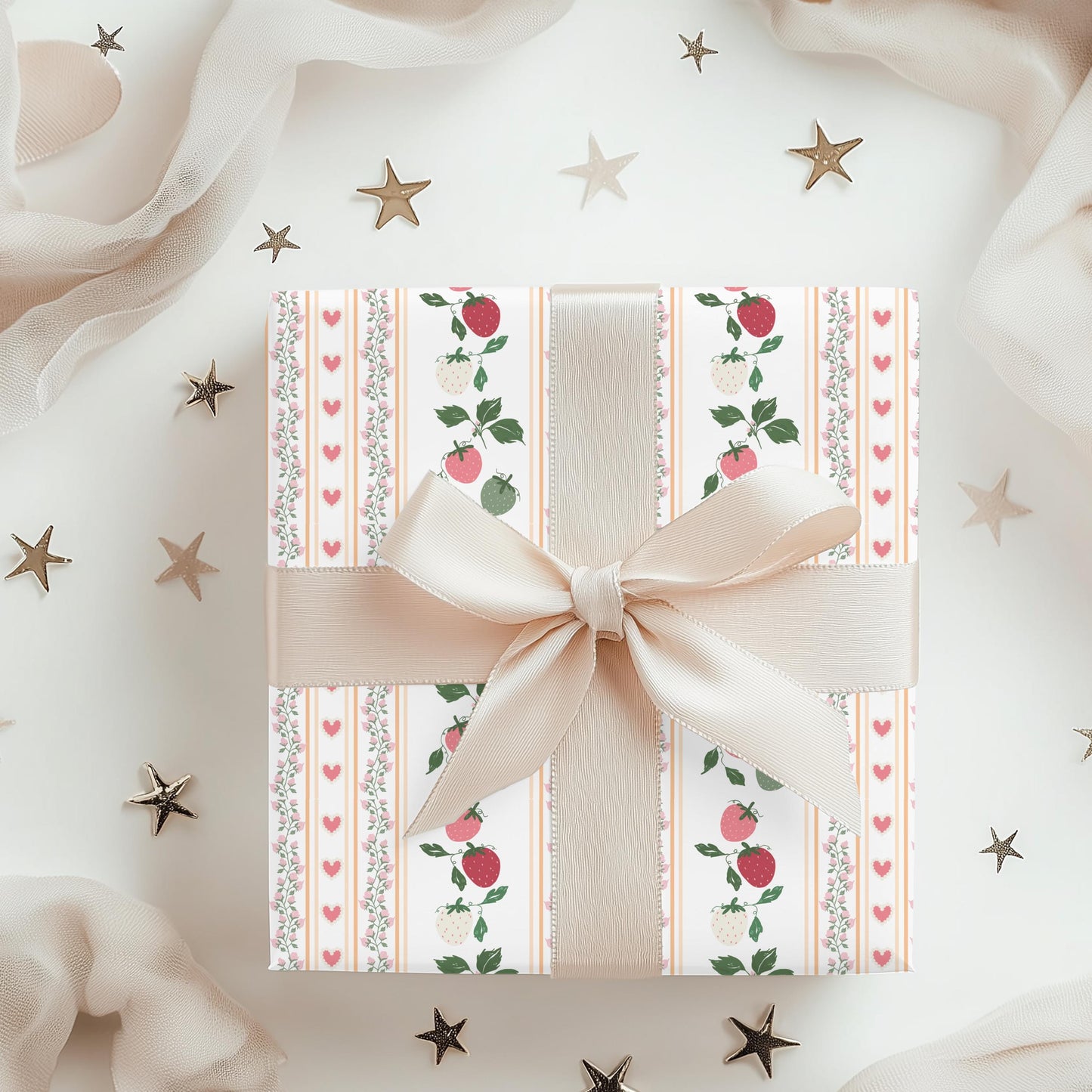 Pink Berry Wrapping Paper: Preppy Girly Gift Wrap