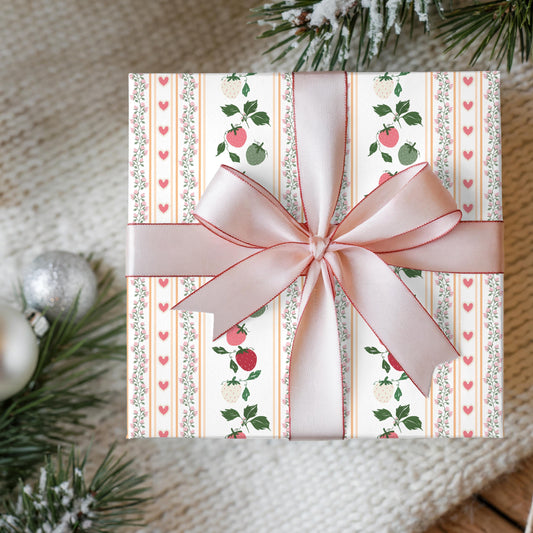 Pink Berry Wrapping Paper: Preppy Girly Gift Wrap