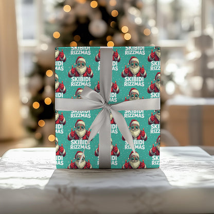 Skibidi Rizzmas Santa Wrapping Paper - Funny Christmas Gift Wrap
