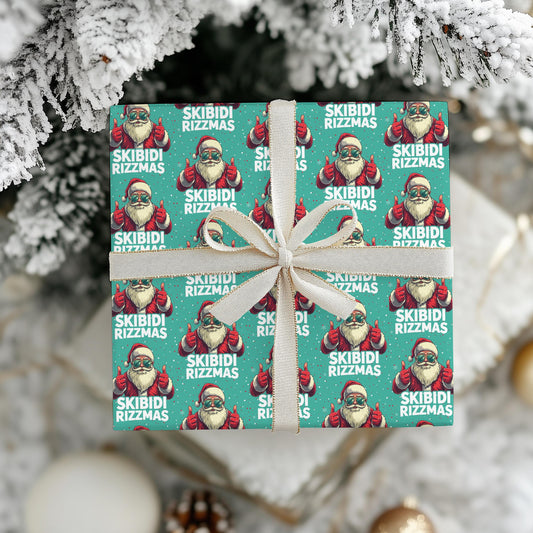 Skibidi Rizzmas Santa Wrapping Paper - Funny Christmas Gift Wrap
