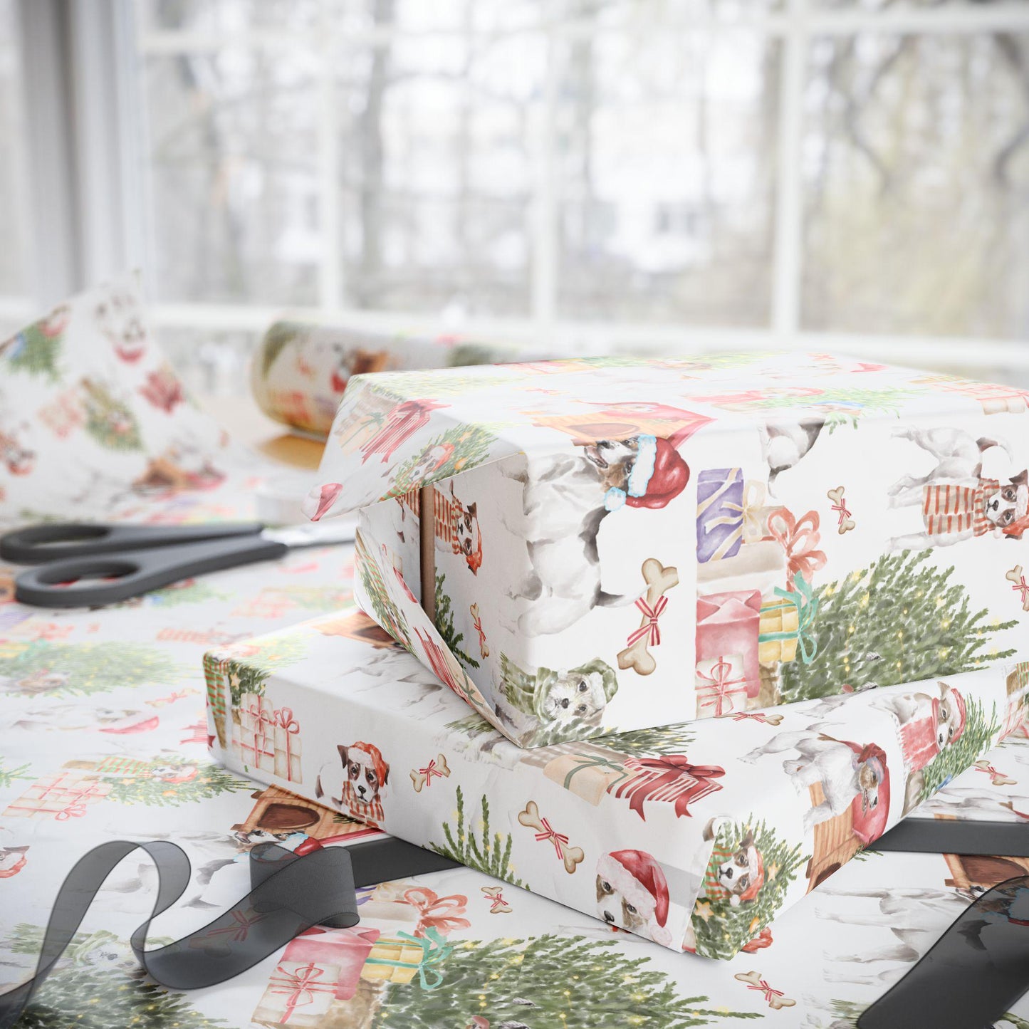 Jack Russell Terrier Christmas Gift Wrap - Holiday Dog Paper