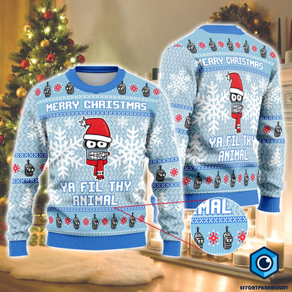 Bender Futurama Christmas Sweater, Merry Christmas Ya Filthy Animal, Futurama Christmas Sweater, Cartoon Christmas Shirt