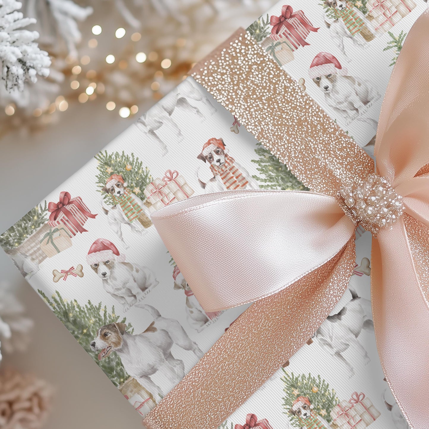 Jack Russell Terrier Christmas Gift Wrap - Holiday Dog Paper