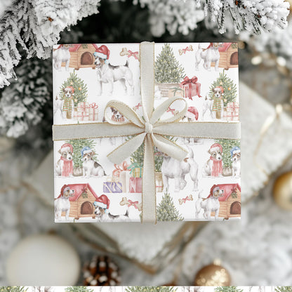 Jack Russell Terrier Christmas Gift Wrap - Holiday Dog Paper