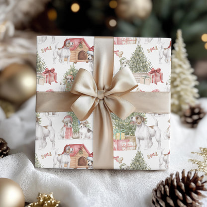 Jack Russell Terrier Christmas Gift Wrap - Holiday Dog Paper