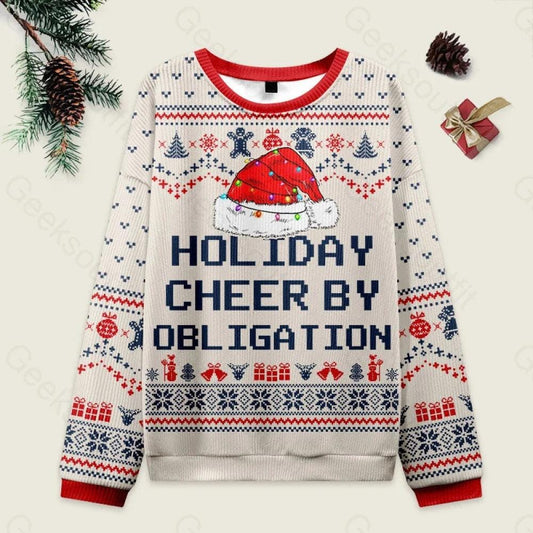 Holiday Cheer by Obligation Ugly Xmas Sweater, Funny Santa Green Ugly Christmas Sweater, Sarcastic Santa Pullover