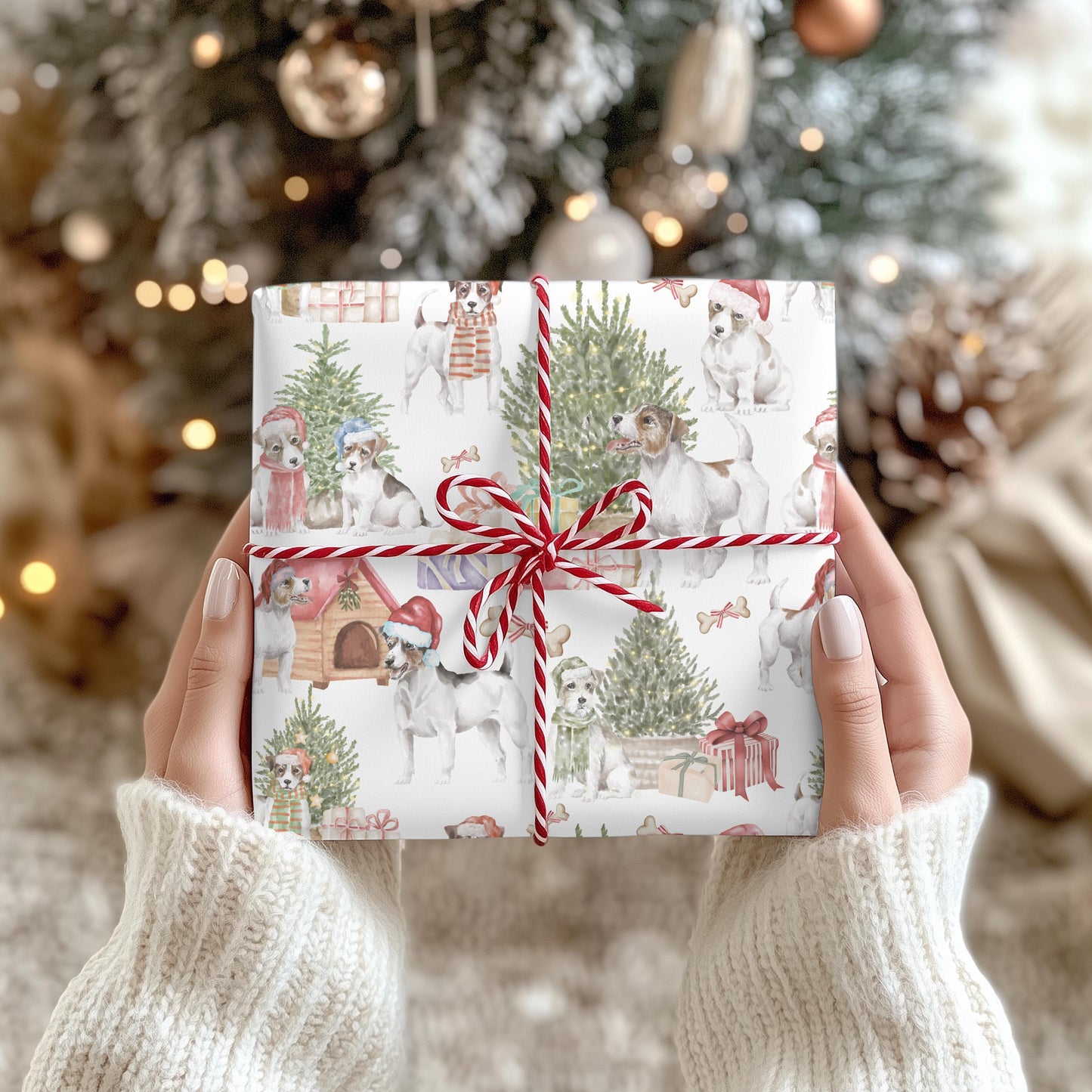 Jack Russell Terrier Christmas Gift Wrap - Holiday Dog Paper