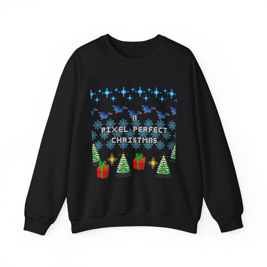 A Pixel Perfect Christmas Ugly Sweatshirt - Funny Holiday Pixel Art Crewneck for Designers, UX/UI & Tech Workers