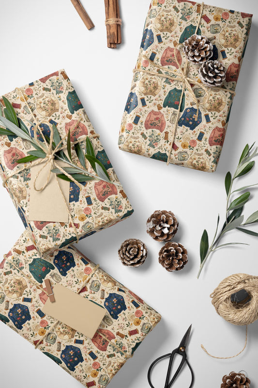 Yarn Lover Wrapping Paper Cute Knitting Gift Wrap for Makers DIY Crafters and Cozy Holiday Gift Giving #3