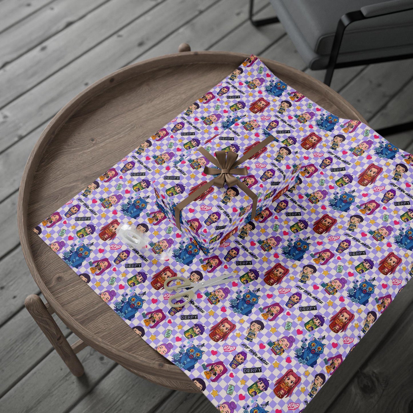 K-Pop Anime Wrapping Paper | Cute Chibi Gift Wrap for Fans | Colorful Korean Pop & Demon Hunter Anime Inspired Pattern | Birthday Gift Wrap