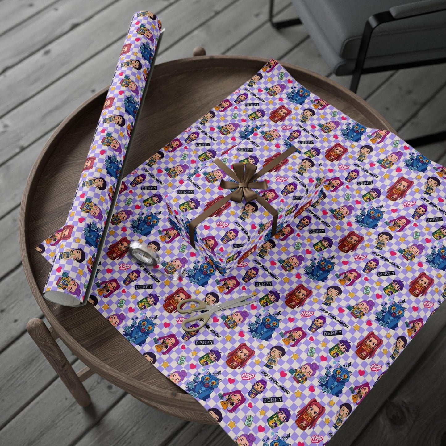 K-Pop Anime Wrapping Paper | Cute Chibi Gift Wrap for Fans | Colorful Korean Pop & Demon Hunter Anime Inspired Pattern | Birthday Gift Wrap