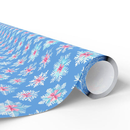 Blue Snowflake Wrapping Paper | Winter Gift Wrap | Christmas Snowflake Paper | Holiday Gift Wrap | Frosty Blue Xmas Wrapping Sheets