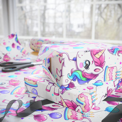 Unicorn Birthday Wrapping Paper | Rainbow Pony Gift Wrap | Kids Party Gift Paper | Cute Girl Wrapping | Magical Unicorn Decor
