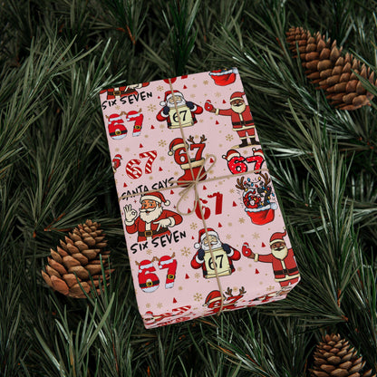 PINK Wrapping Papers, 67 Meme Funny Christmas Gift Wrap for Kids, Childrens Brain Rot, Funny Gift Idea, Holiday Wrapping Roll, Unique Gift
